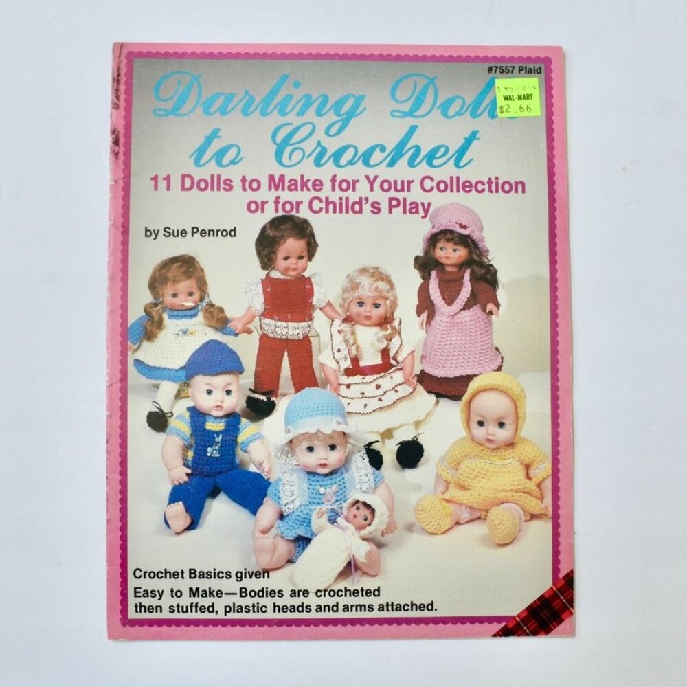 Darling Dolls to Crochet Vintage Pattern Book #7557 Plaid 1982 Sue Penrod